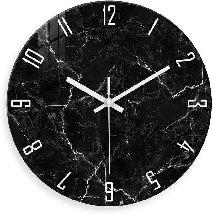 Black Wall Clock for Bedroom Glass Modren Wall Clock Battery Operated 14 Inch by Constantplanet%E6%97%97%E8%88%B0%E5%BA%97