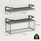 WOPITUES Floating Shelves with Wire Storage Basket, Bathroom Shelves Over - Image 3