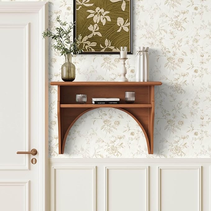 Ismoon Floral Peel and Stick Wallpaper Vintage Beige Stick on Wall Paper French - Image 4