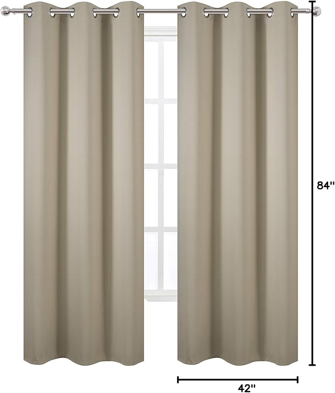 LEMOMO Beige Blackout Curtains/42 x 84 Inch/Set of 2 Panels Room Darkening - Image 10