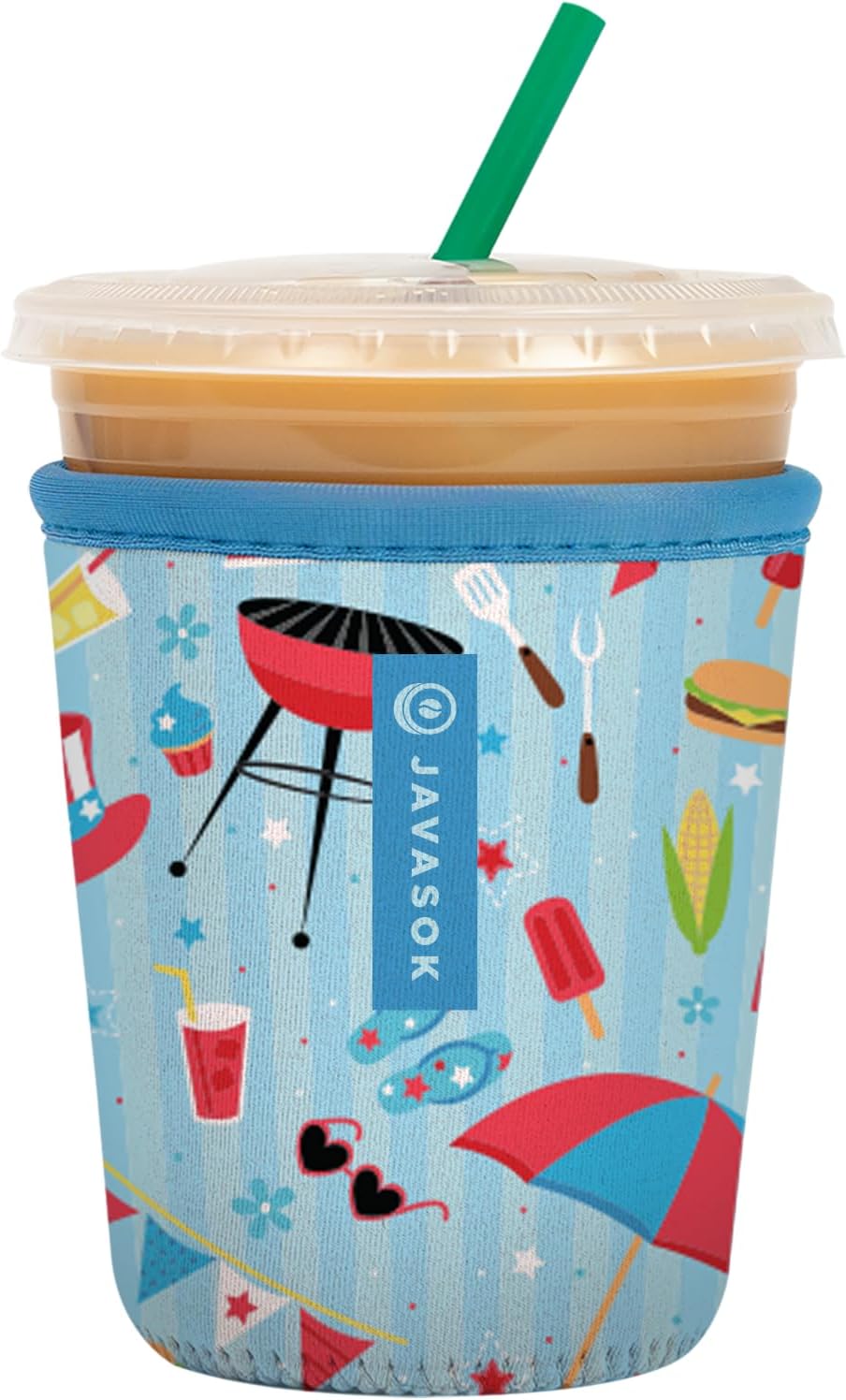 Sok It JavaSok Iced Coffee & Cold Soda Insulated Neoprene Cup Sleeve (Grill N' Chill, Small: 16-20oz)