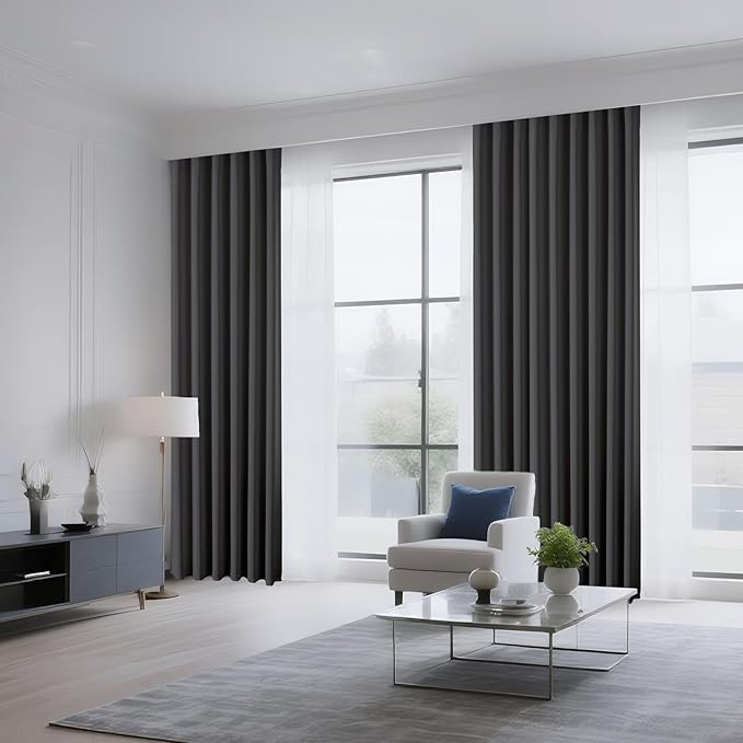 CUCRAF Dark Grey Blackout Curtains 84 inch Length 2 Panels Set, Rod Pocket Room - Image 8