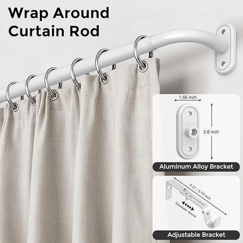 2 Pack Curtain Rods 36-88 Inch, 1 Inch Adjustable Heavy Duty Room Darkening - Image 2