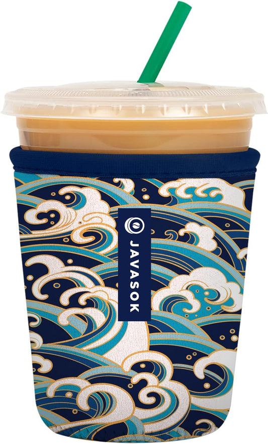 Sok It JavaSok Iced Coffee & Cold Soda Insulated Neoprene Cup Sleeve (Perfect Wave, Small: 16-20oz)