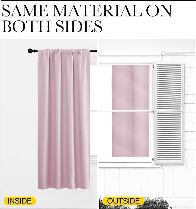 NICETOWN Baby Pink Kitchen Curtains, Short Blackout Curtains & Drapes, Small - Image 5