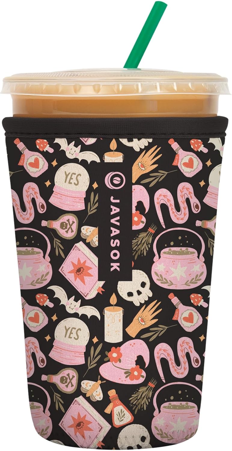Sok It JavaSok Iced Coffee & Cold Soda Insulated Neoprene Cup Sleeve (Spellbound, Medium: 22-28oz)