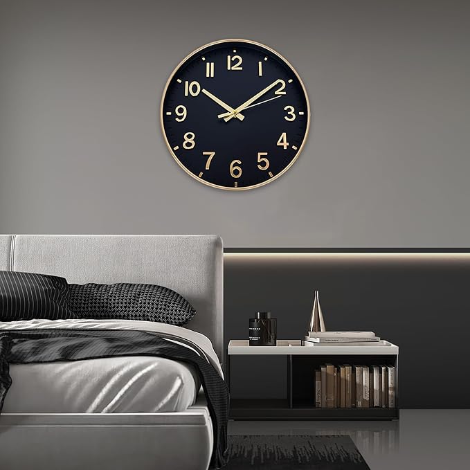 HZDHCLH Wall Clocks Battery Operated, Wall Clock Black Gold, 10 inch Wall Clock - Image 9