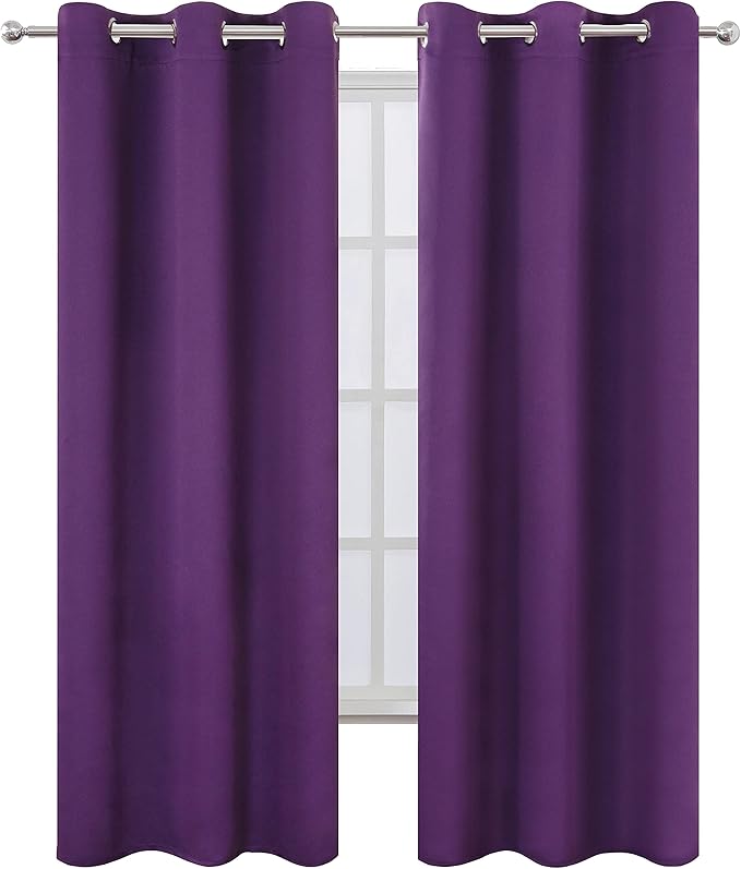 LEMOMO Purple Thermal Blackout Curtains/38 x 84 Inch/Set of 2 Panels Room - Image 2