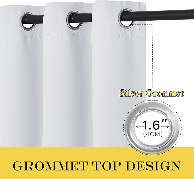 NICETOWN Blackout Living Room Curtain Greyish White - Image 3
