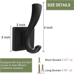 TOFIIGREM Black Coat Hooks for Wall Hanging, Bath Robe Hook Heavy Duty Thick - Image 6