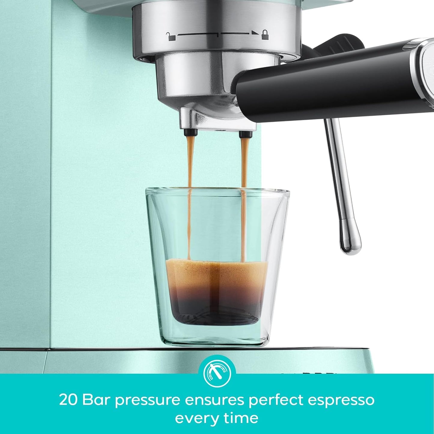 CASABREWS CM5418 Espresso Machine 20 Bar, Cappuccino Machine with Milk Frother Steam Wand, Stainless Steel Espresso Maker for Home, Espresso Coffee Machine with 34oz Removable Water Tank, Pastel Green