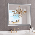 Amorho 40x36 Inch Bathroom Mirror Silver, Thick Metal Framed Wall Mirrors by Amorho