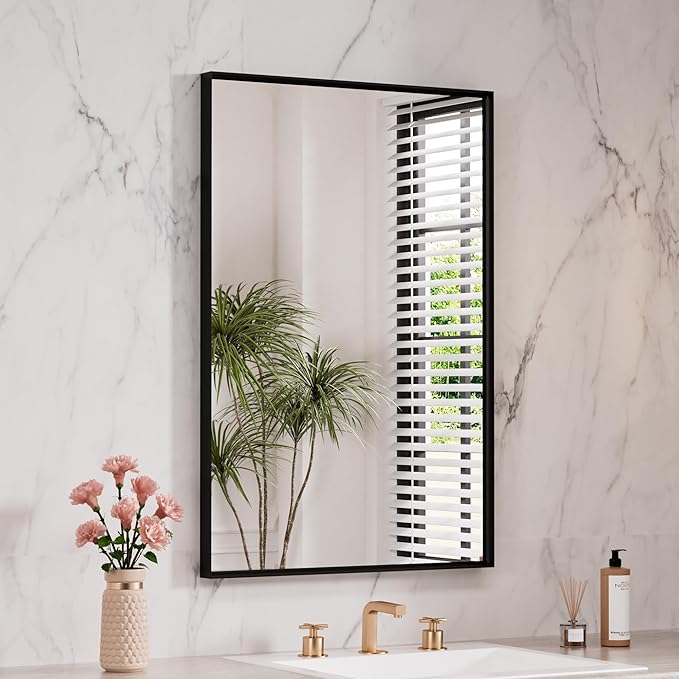 LOAAO Black Bathroom Mirror 28"X32" by LOAAO