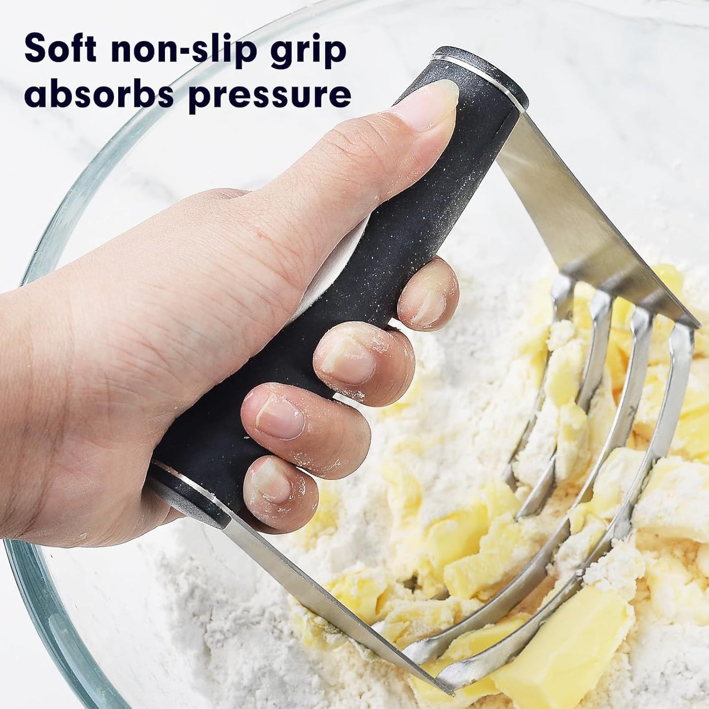 Dough Scraper and Dough Blender, Multi-Purpose Scraper Chopper Dough Tools, Heavy Duty Stainless Steel and Non-slip handle Pastry Cutter Set, Great for Pastry, Pizza, Dough and Cake