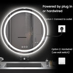 Round LED Bathroom Mirror with Lights, Backlit & Front Lighted, Wall-Mounted - Image 6