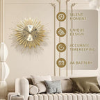 Large Wall Clock, 23inch Gold Wall Clock Non-Ticking Mid Century Wall Clocks - Image 5