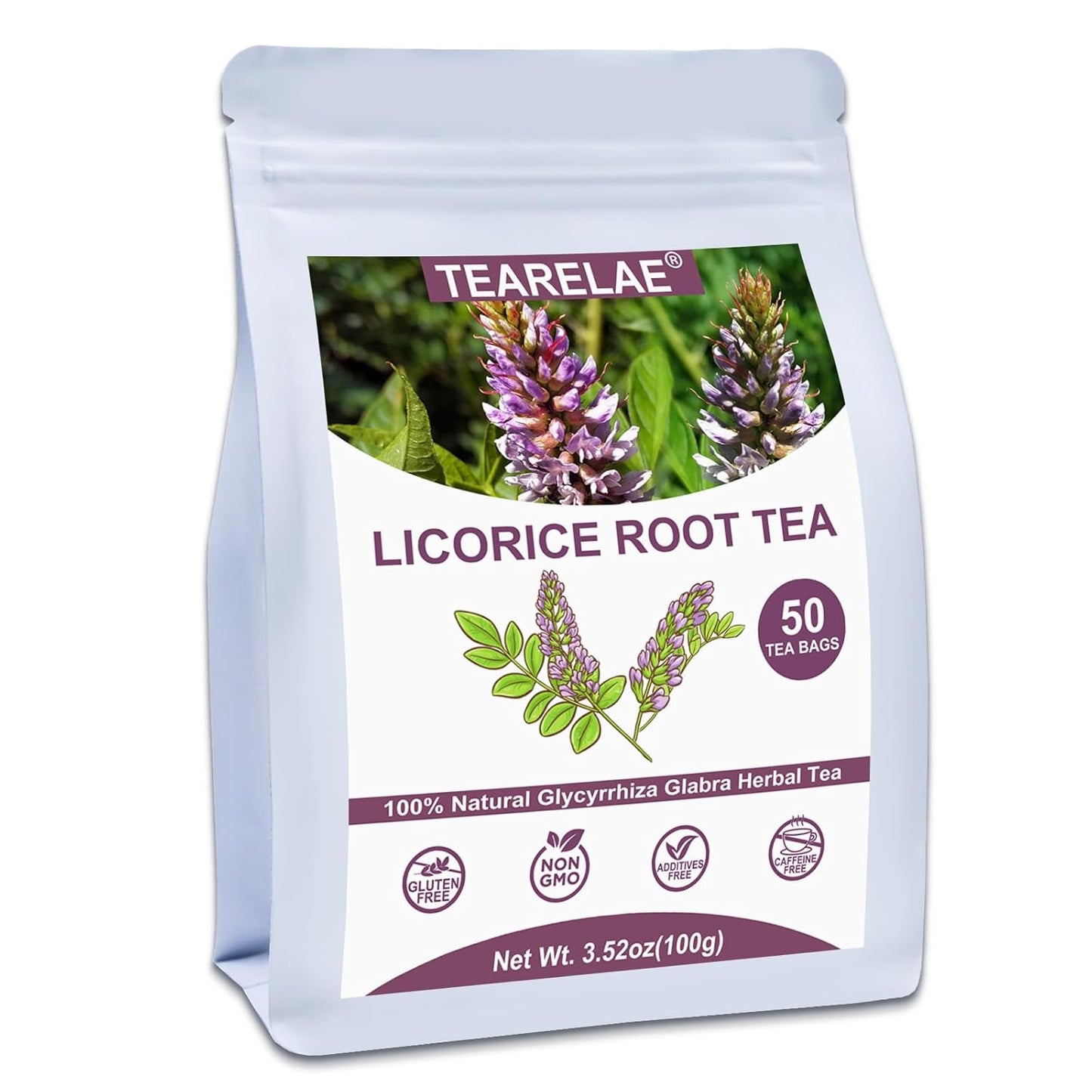 TEARELAE - Licorice Root Tea - 2g x 50 Count - 100% Pure Natural Licorice Root Herbal Tea Bag - Delightfully Sweet Flavor - Promote Respiratory Health - Caffeine-free - Non-GMO