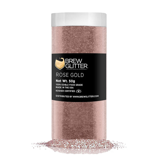 Rose Gold Brew Glitter Edible Glitter for Drinks, Cocktails, Beer, Garnish Glitter & Beverages | Kosher & Halal Certified | 100% Edible & Food Grade | Vegan, Gluten, Nut Free (50g, Rose Gold)