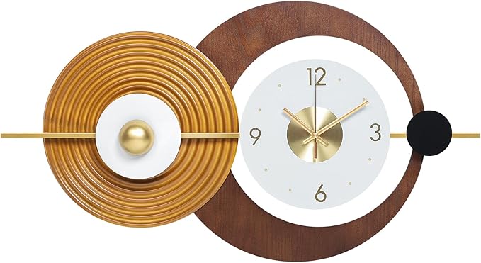 Wall Clock Modern Battery Operated Big Clocks Metal and Wooden Nordic Style - Image 7