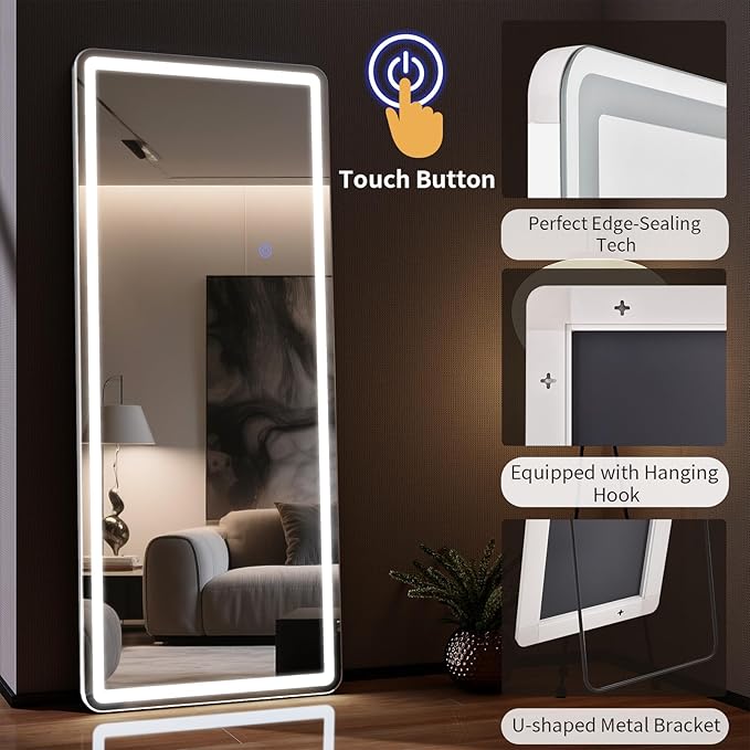 56"x21" LED Full Length Mirror – Standing Floor Body Mirror - Image 4