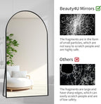 Beauty4U Arched Full Length Mirror 76" x 34", Floor Standing & Wall Mounted HD - Image 4
