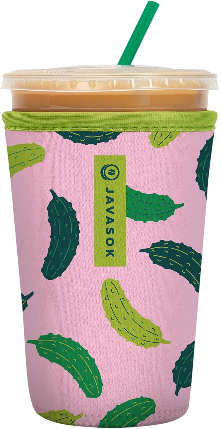 Sok It JavaSok Iced Coffee & Cold Soda Insulated Neoprene Cup Sleeve (Pickle Me Pink, Medium: 22-28oz)