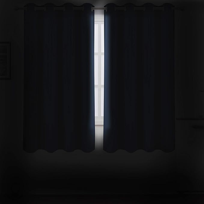 LEMOMO Navy Blue Blackout Curtains/52 x 45 Inch/Set of 2 Panels Room Darkening - Image 3