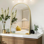 20" x 30" Gold Arched Mirror, Arch Bathroom Vanity Wall Mirror, Modern Aluminum - Image 4