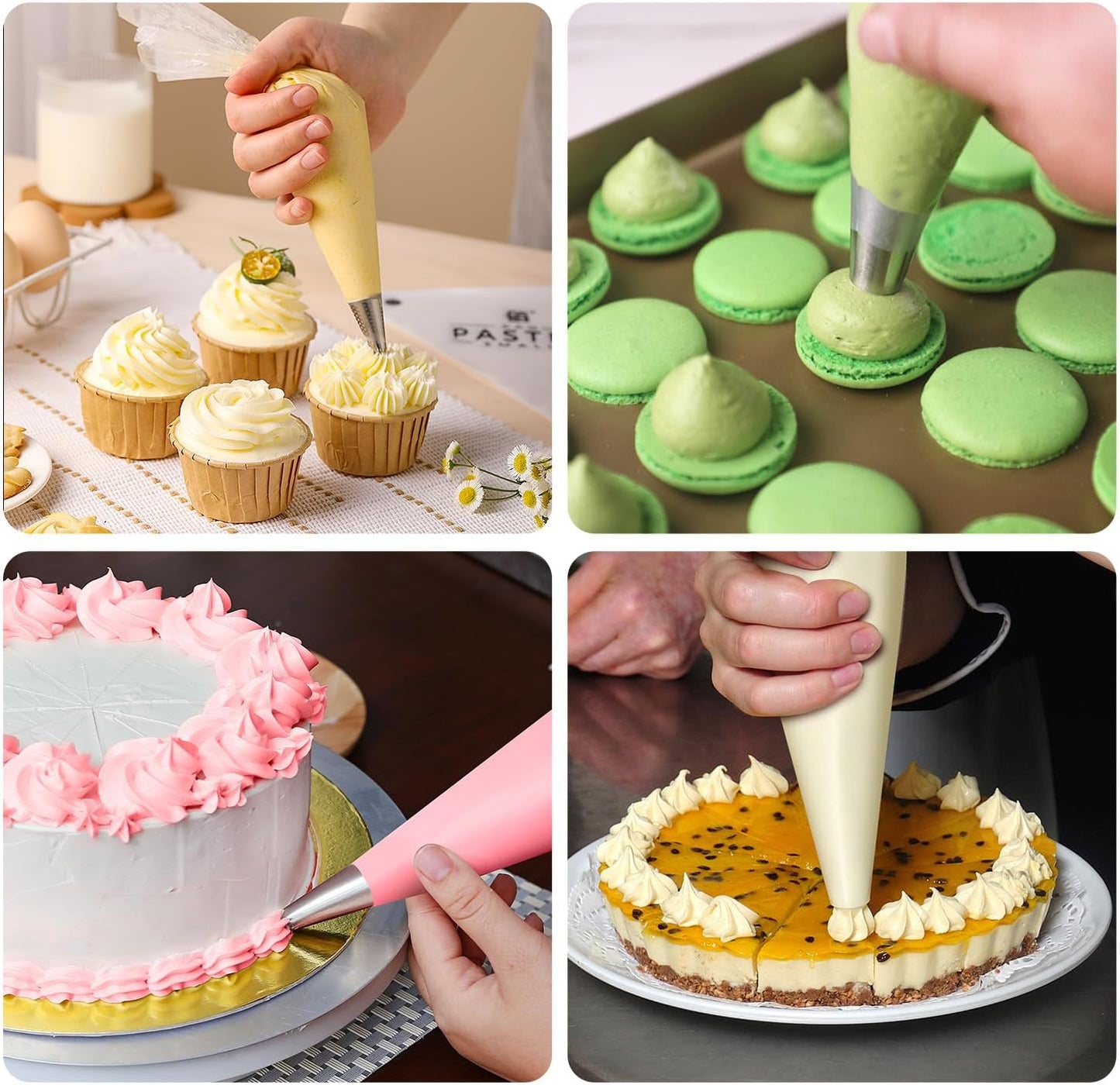 12 Inch Thick Disposable Piping Bags, 100PCS Anti Burst Pastry Bags for Cake Decorating Cream Frosting and Baking Supplies, Tipless Piping