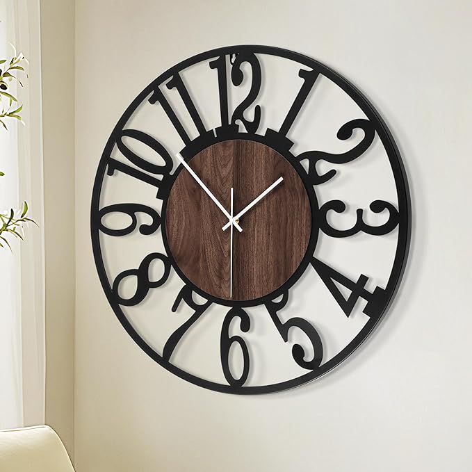 LEIKE Large Wall Clocks for Living Room, Non Ticking, Battery Operated - Image 6