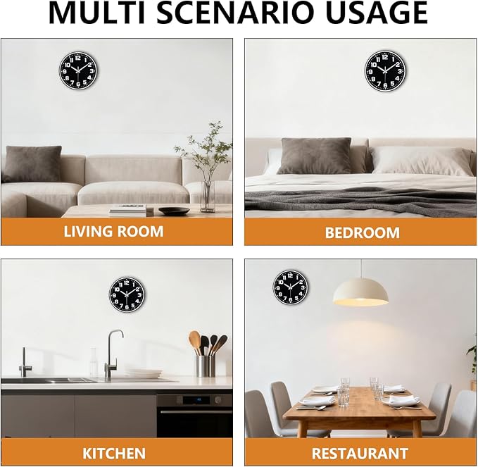 Modern Silent Wall Clock, 12 Inch Non-Ticking Battery Operated Clock, Round - Image 8
