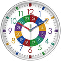 XFM Kids Wall Clock for Children's Bedroom 10 Inch Round Multi-Colored Learning by XFMWallClock