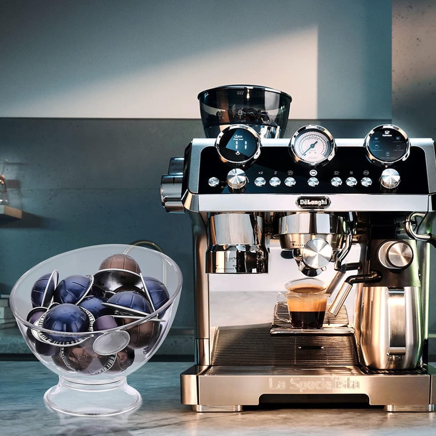 ELLDOO Coffee Pod Holder, Plastic Coffee Capsule Storage for K Cup Nespresso Vertuo Keurig, Creamer Organizer Candy Dish Fruit Jar Container Salad Bowl for Countertop, Kitchen, Breakroom