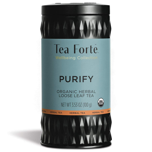 Tea Forte Purify Organic Herbal Tea with Purifying Mate and Dandelion Root, Makes 35-50 Cups, 3.53 Ounce Loose Leaf Tea Canister