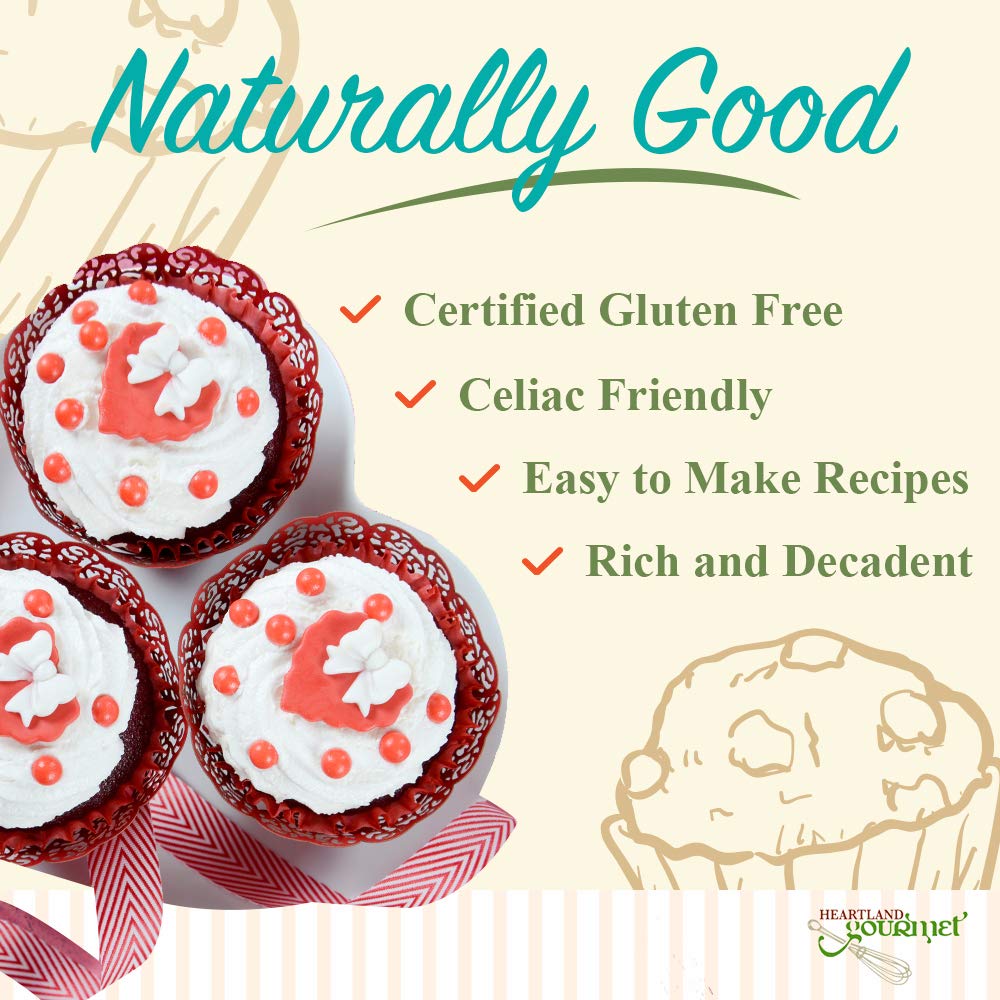 Heartland Gourmet Gluten Free Red Velvet Cupcake Mix - Rich and Decadent - Certified Gluten Free Ingredients - All Purpose - Safe for Celiac Diet - 2022 - Pack of 1
