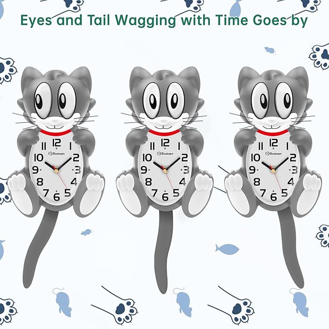 Soobest 18 Inch Large 3D Cat Wall Clock Battery Operated - Image 4