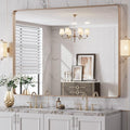 LOAAO 48”X36” Gold Bathroom Mirror, Rounded Rectangle Gold Frame Mirror by LOAAO