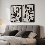 Large Framed Black and Beige Abstract Wall Art, Modern Art Prints Pictures by Cuspin