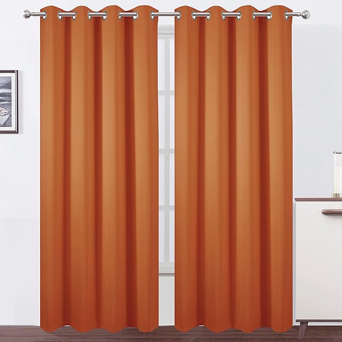 LEMOMO Blackout Curtains 66 x 84 inch/Orange Curtains Set of 2 Panels/Thermal by Lemomo
