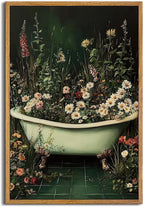 AtterrirArt Framed Vintage Bathroom Wall Art, 16 * 24inch, Whimsical Bathtub by AtterrirArt