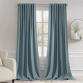 MIULEE Greyish Blue Back Tab Blackout Curtains 108 Inch Long 2 Panels Set by MIULEE