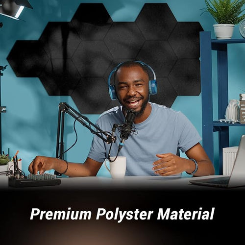 12 Pack Hexagon Acoustic Panels, TONOR 12"x 10"x 0.4" High Density Sound Proof - Image 2