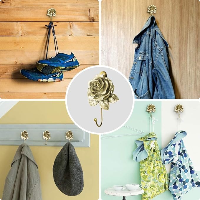 Gold Decorative Wall Hooks for Hanging, Cute Resin Flower Bow Coat Hooks - Image 5