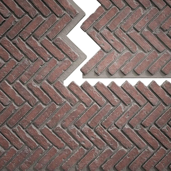 EverStone Herringbone Faux Brick Panel, 46 1/2"W x 25 1/4"H x 1"D, Stratus Color - Image 9