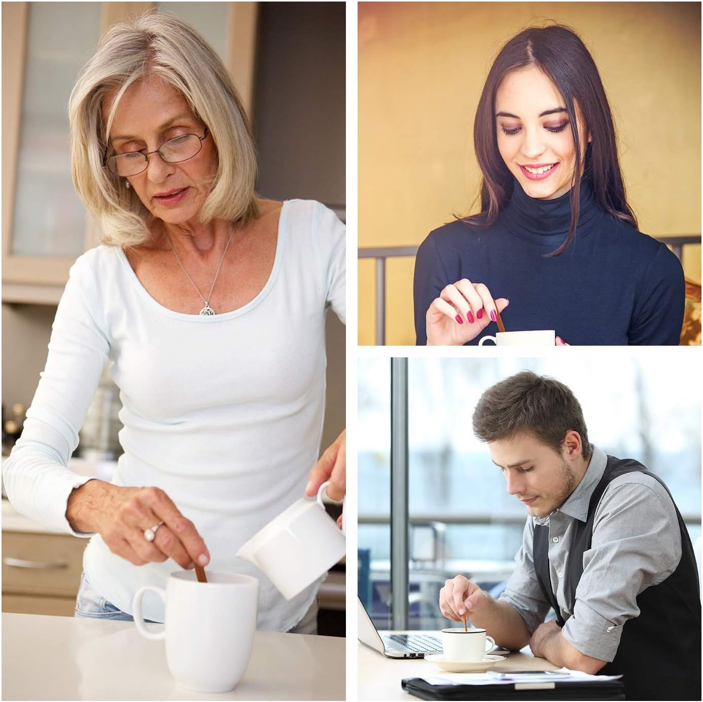 Honey Bear Kitchen Silicone Stirring Spoon (Set of 2, Cornflower Blue) for Coffee & Tea