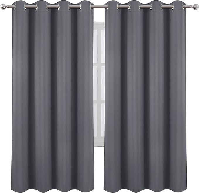 LEMOMO Grey Thermal Blackout Curtains/52 x 72 Inch/Set of 2 Panels Room - Image 2