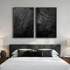 Large Framed Black Abstract Wall Art Set of 2 - Image 4