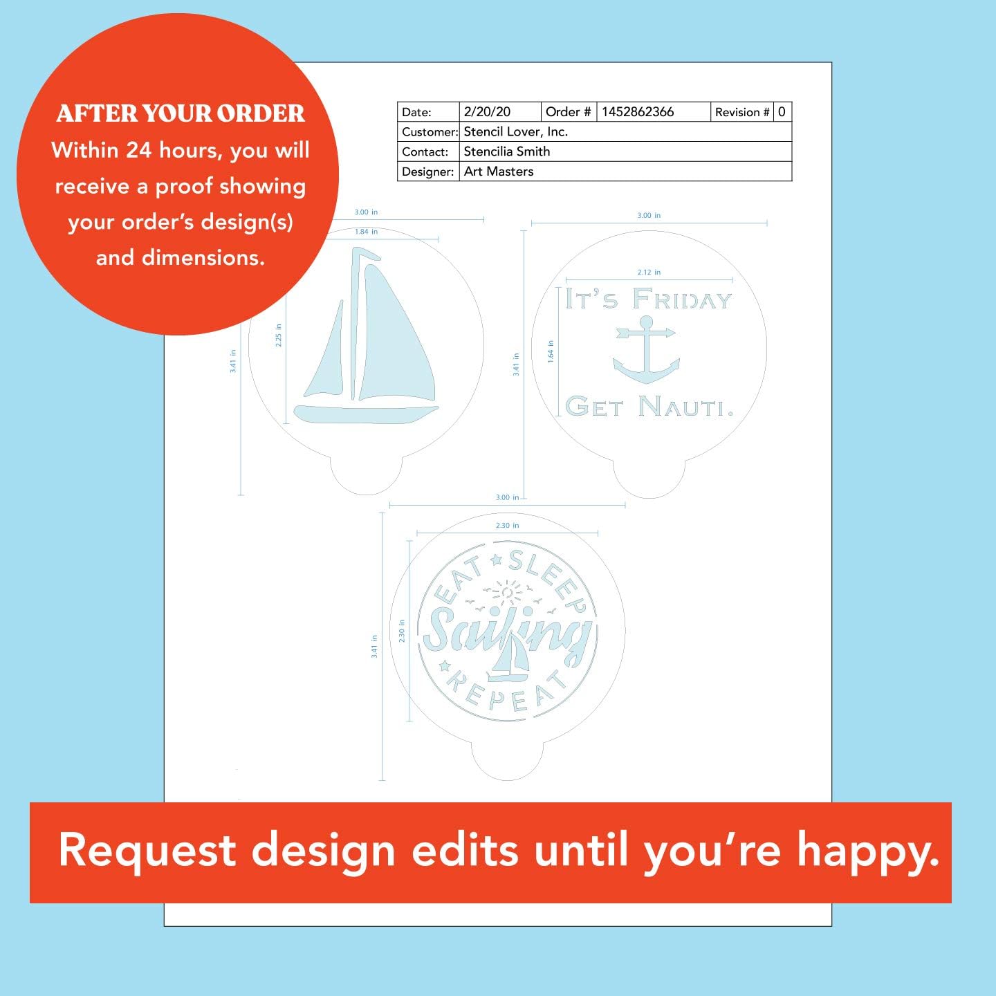 Stencil Stop Custom Coffee Stencil - Customizable for Business Logos, Faces, Images - 14 Mil Mylar Plastic (2.5 x 2.5 inches - 5 Pack)