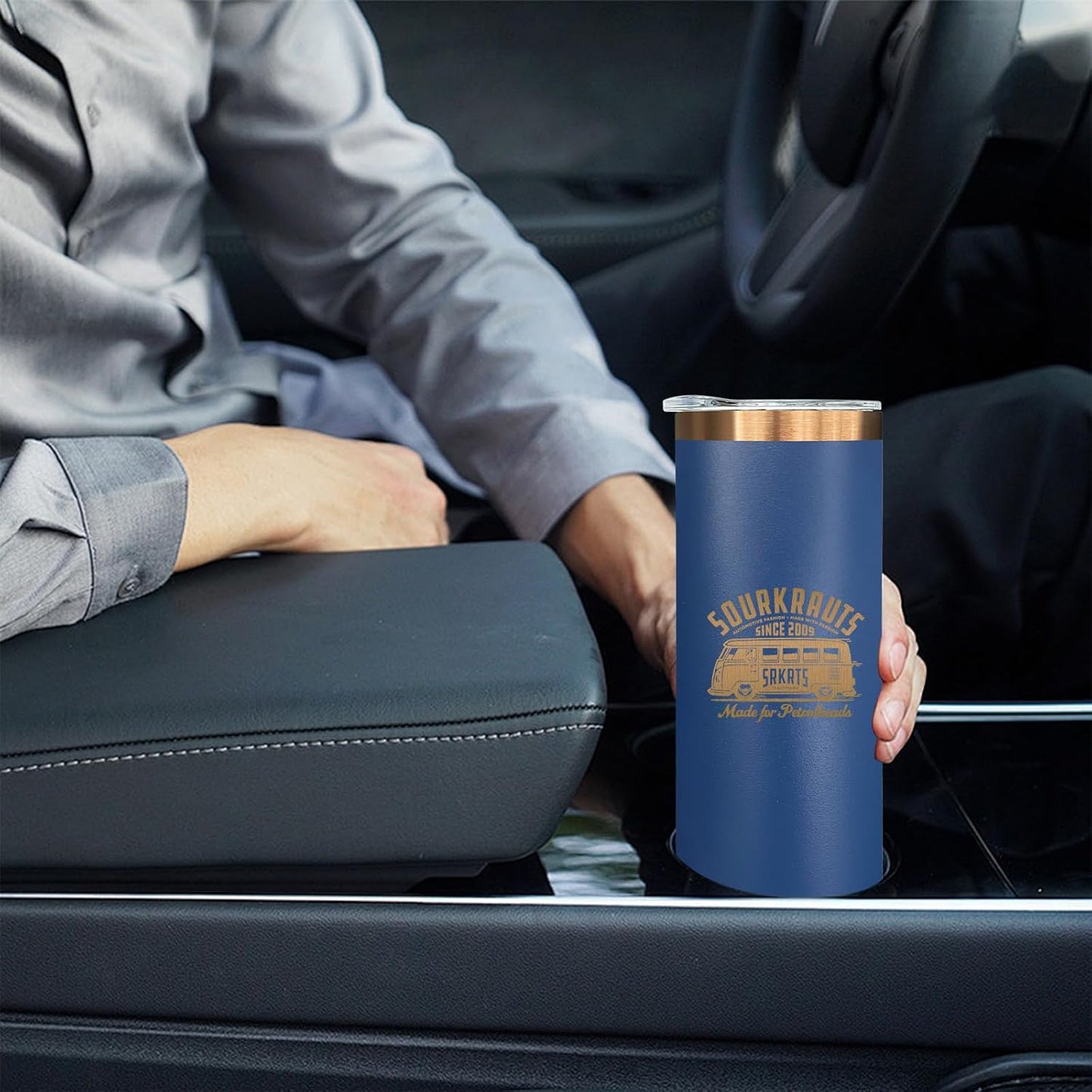 20 oz Skinny Tumblers Bulk, Stainless Steel Insulated Tumbler with Lids and Straws, Slim Double Wall Powder Coated Travel Coffee Mugs, Reusable Cup for Hot and Cold Drinks (Navy,1 pack)