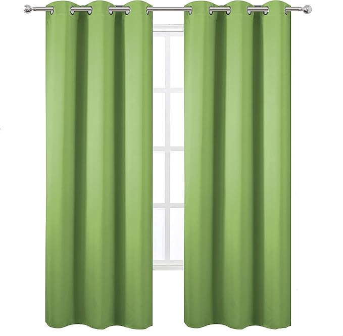 LEMOMO Light Green Blackout Curtains/42 x 84 Inch/Set of Two Panels Grommet - Image 2